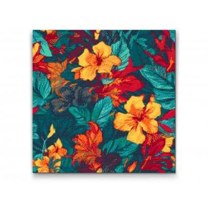 Diamond Painting - Blumiger Hintergrund - Hibiskus