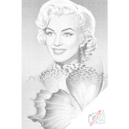 Punktmalerei - Marilyn Monroe mit einem Schmetterling