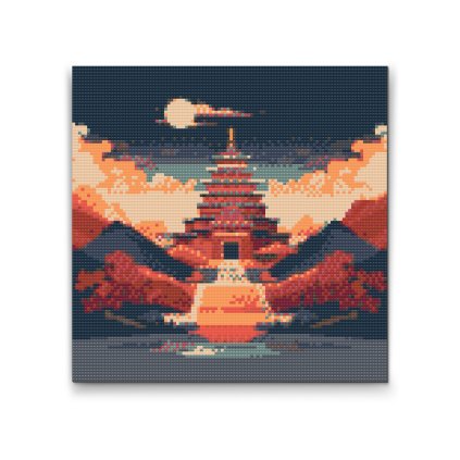 Diamond Painting - Tempel in den Bergen