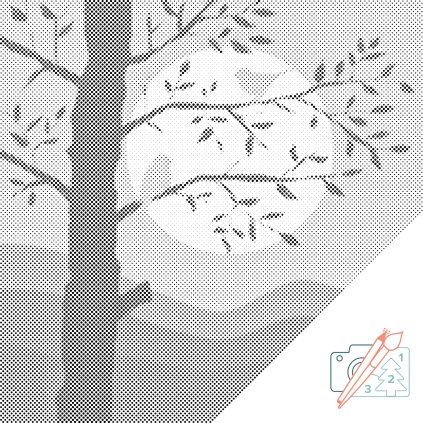 Punktmalerei - Vogel-Silhouette