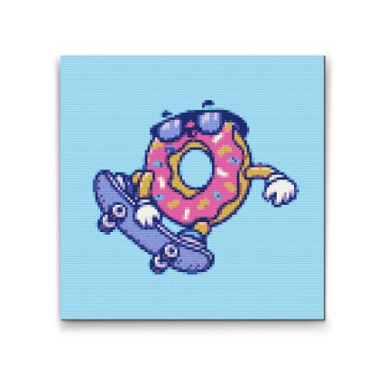 Diamond Painting - Doughnut auf einem Skateboard