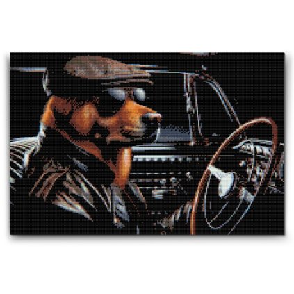 M2_Diamond_painting_-_Hund_in_einem_schwarzen_Cabrio