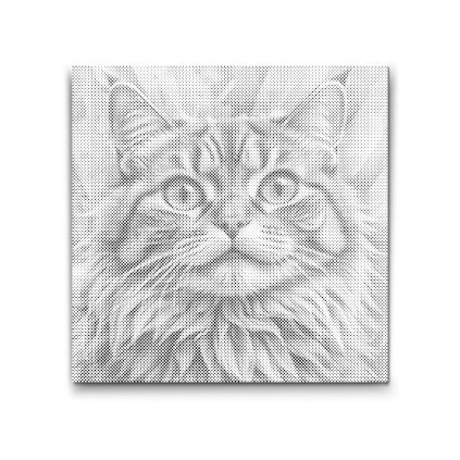 M2_Punktmalerei_-_Katze_in_Türkis-_und_Orangetönen