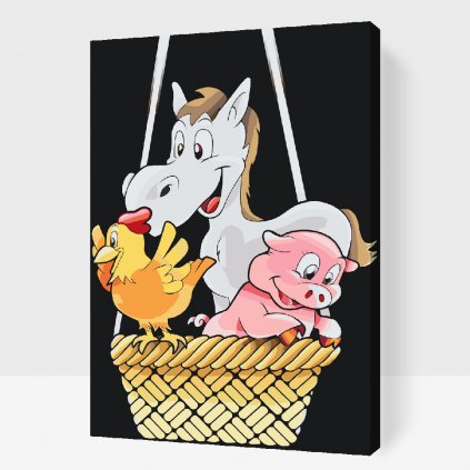 Malen nach Zahlen - Pferd, Ferkel und Huhn
