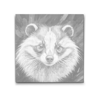 M2_Punktmalerei_-_Dachs_in_Rot-_und_Blautönen