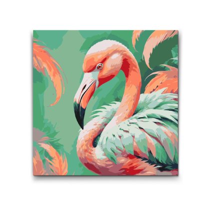 M2_Malen_nach_Zahlen_-_Flamingo_in_gedeckten_Grüntönen
