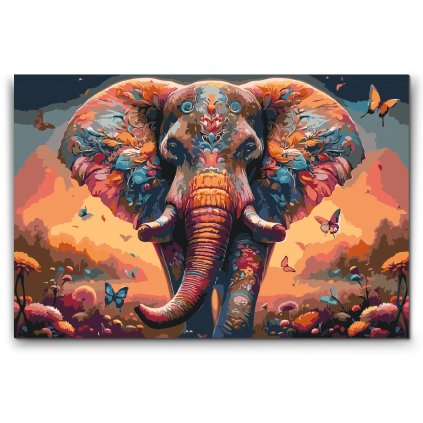 M2_Malen_nach_Zahlen_-_Bunter_Elefant_und_Schmetterlinge