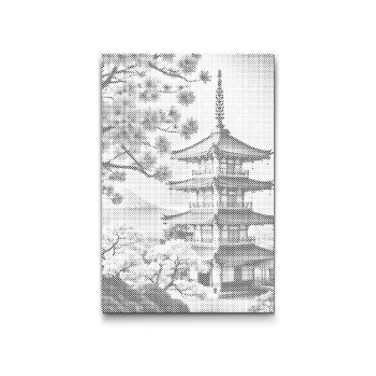 M2_Punktmalerei_-_Pagode_mit_Sakura