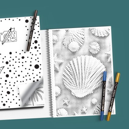 Punktmalerei-Heft – Sommer (Variante 3 Farben (Schwarz, Blau, Gold))