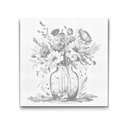 M2_Punktmalerei_-_Violette_Blumen_in_einer_Glasvase