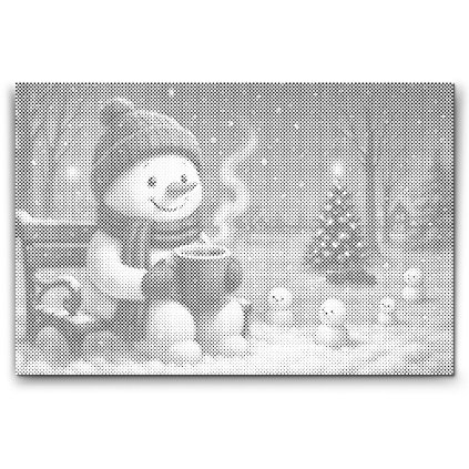 Punktmalerei_Schneemann_auf_der_Bank_M2