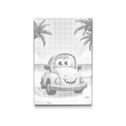 Punktmalerei_Gelbes_Auto_am_Strand_M2