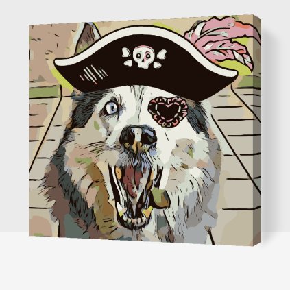 Malen nach Zahlen - Wolfshund-Pirat