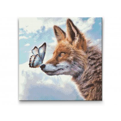 Diamond painting - Fuchs mit Schmetterling auf der Schnauze