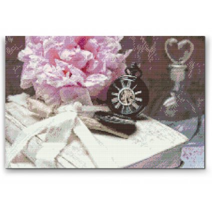 Diamond Painting - Taschenuhr und Pfingstrose