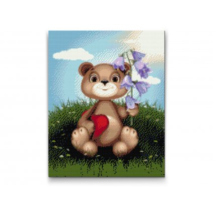 Diamond Painting - Teddybär mit Maiglöckchen