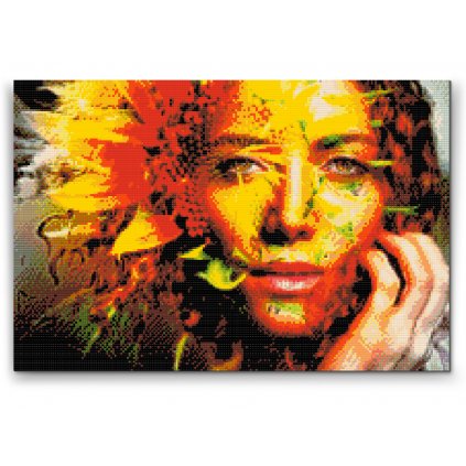 Diamond Painting - Frau in einer Sonnenblume versteckt