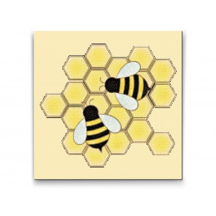 Diamond Painting - Bienen auf einer Wabe