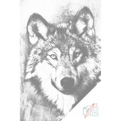Punktmalerei - Abbildung eines Wolfes
