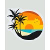 Malen nach Zahlen - Strand, Palmen, Sonnenuntergang