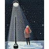 Diamond Painting - Frau unter einer Lampe und fallendem Schnee