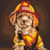 Malen nach Zahlen - Feuerwehrmanns Hund