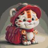 Malen nach Zahlen - Niedlicher Tiger mit Rucksack