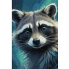 M11_Diamond_painting_-_Waschbär_in_dunklen_Türkistönen