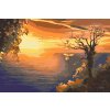 Malen nach Zahlen - Sonnenuntergang über dem Meer und Papageien