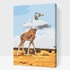 Malen nach Zahlen - Giraffe mit dem Kopf in den Wolken