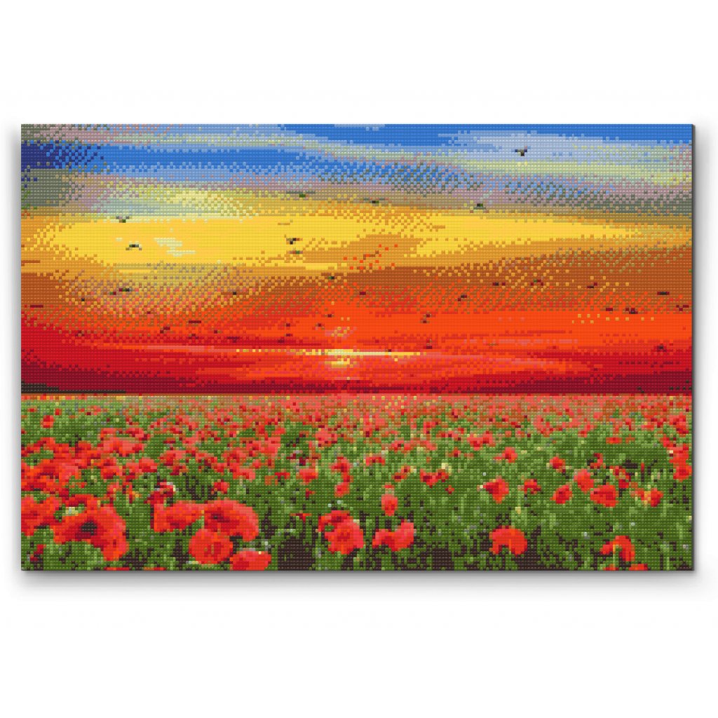 Diamond painting - Mohnfeld bei Sonnenuntergang