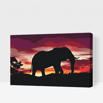 Malen nach Zahlen - Afrikanischer Elefant bei Sonnenuntergang