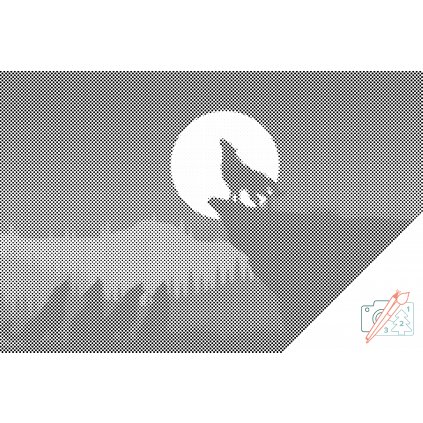 Punktmalerei - Wolf in der Nacht