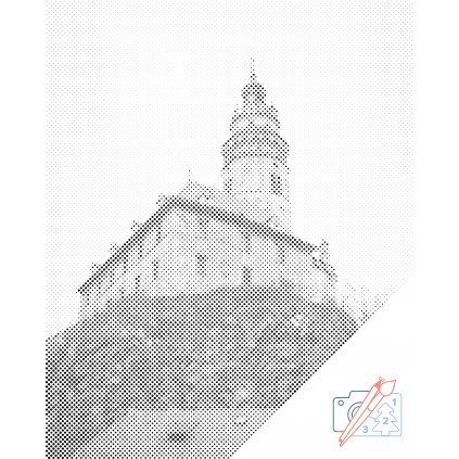 Punktmalerei - Schlossturm in Krumau an der Moldau