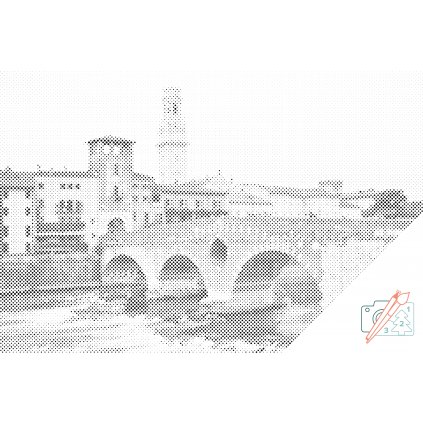 Punktmalerei - Steinbrücke - Ponte Pietra, Verona
