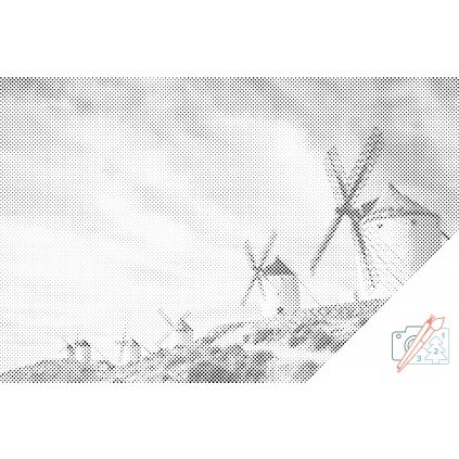 Punktmalerei - Windmühlen, Toledo