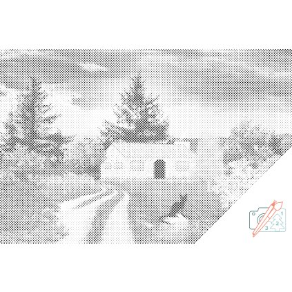 Punktmalerei - Haus im Grünen