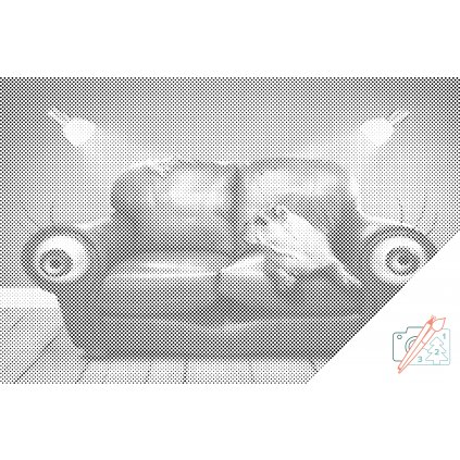 Punktmalerei - Couch Hund