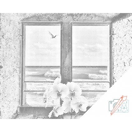 Punktmalerei - Fenster am Strand