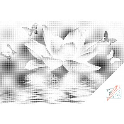 Punktmalerei - Lotus und Schmetterlinge