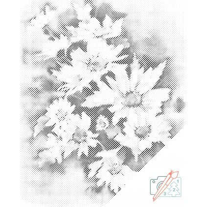 Punktmalerei - Herbstblume, Astra weiß
