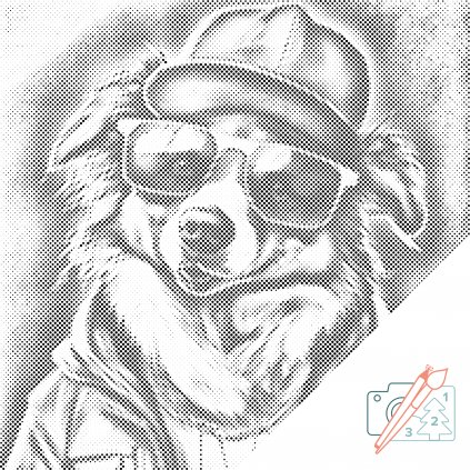 Punktmalerei - Hund mit stylischer Brille 3