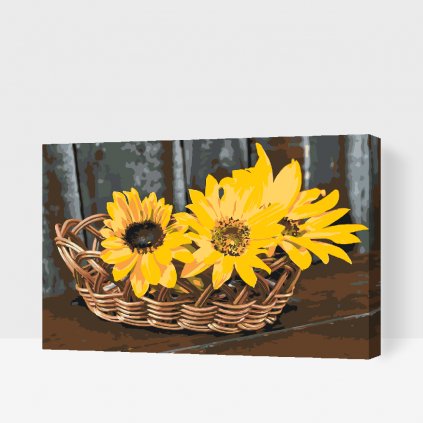 Malen nach Zahlen - Korb mit Sonnenblumen