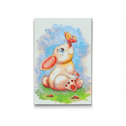 Diamond Painting - Ein Hase mit einem Schmetterling auf der Nase