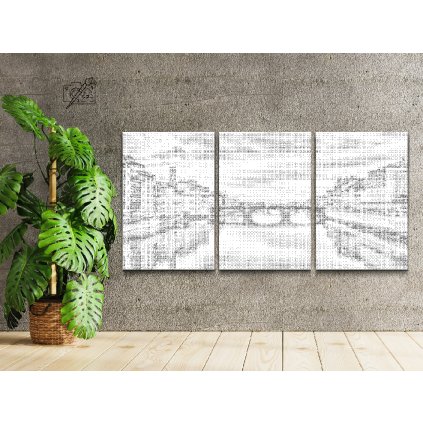 Punktmalerei - Der Fluss Arno in Florenz (3er-Set)