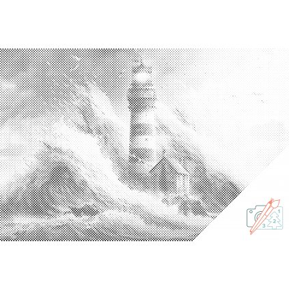 Punktmalerei - Leuchtturm im Sturm