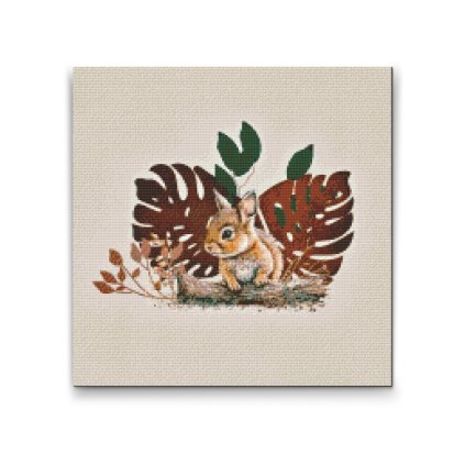 Diamond Painting - Kaninchen und das Fensterblatt