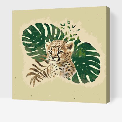 Malen nach Zahlen - Das Leopardenjunge und das Fensterblatt