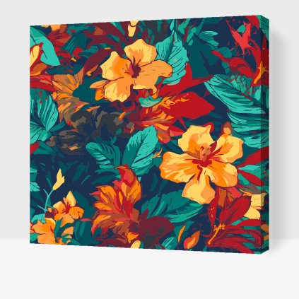 Malen nach Zahlen - Blumiger Hintergrund - Hibiskus