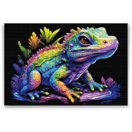 Diamond Painting - Mehrfarbiger Leguan